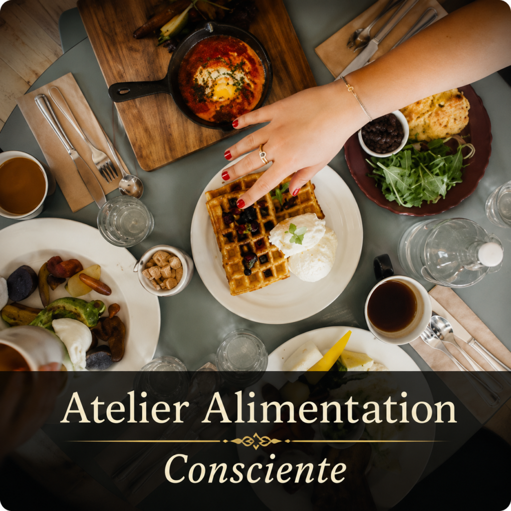 Repas gourmand partagé illustrant l’atelier alimentation consciente