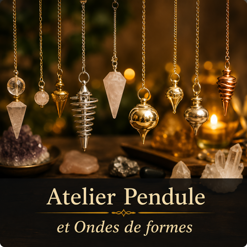 Pendules en pierre, métal, laiton et bois illustrant l’atelier pendule et ondes de forme