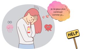 Personne épuisée avec une batterie faible, illustrant l’épuisement physique et émotionnel